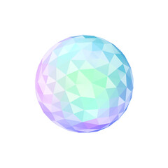 Obraz premium パステルホログラムローポリ3D球体透過イラスト素材/Pastel hologram low poly 3D sphere transparent illustration
