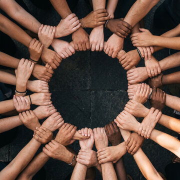 Diverse Hands Circle Unity Connection Friendship Support Teamwork Community Togetherness