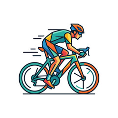 Fototapeta premium Stylized Cyclist Riding Bicycle in Motion.