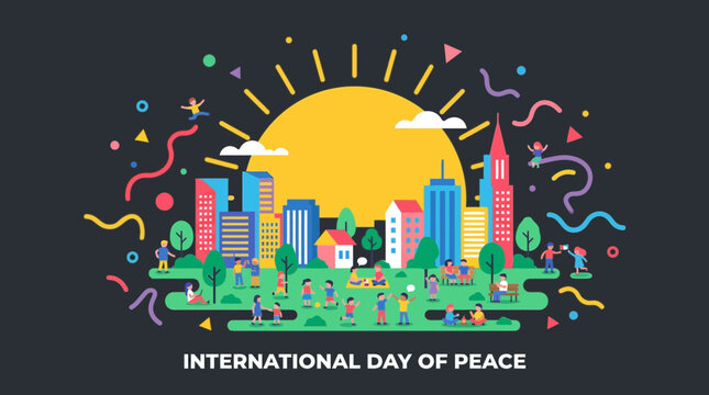 International Day of Peace Celebration in City Park with People