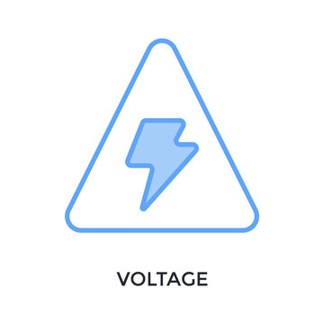 Voltage Icon Lineal Blue Style. Vector Illustration For Graphic Design