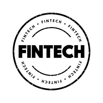 FINTECH circular stamp, presenting financial technology branding, innovation, digital finance, banking, payment and startup identity