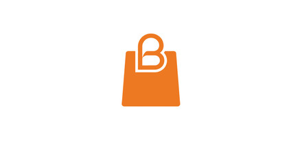 Orange shopping bag icon with letter b © AsDesignz