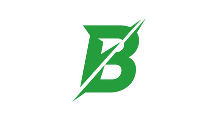 Green stylized letter b with lightning bolt © AsDesignz