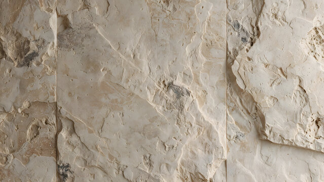 Textured Natural Beige Stone Wall Cladding with Rough Organic Limestone Surface Patterns for Modern Architectural Interior and Exterior Design