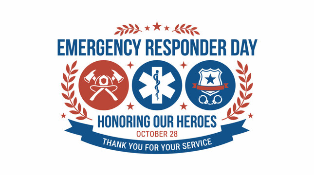 Patriotic First Responders Day emblem honoring emergency service heroe
