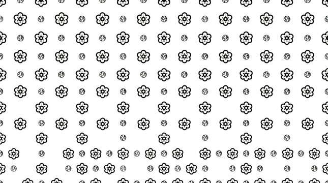 Seamless monochrome pattern with repeating stylized hexagonal floral motifs.