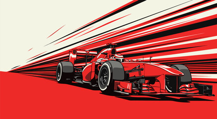 Fast Red Racing Car Speed Motion Vector Illustration Design Concept Featuring Sleek Aerodynamic Automobile Graphics For Modern Automotive Art © Purnomo Semlirick