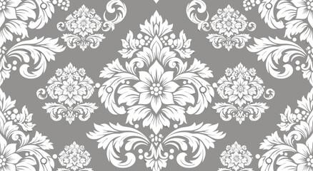 Elegant Seamless Damask Vector Illustration Design Featuring Ornamental Floral Victorian Patterns For Luxurious Fabric And Wallpaper Backgrounds © Purnomo Semlirick