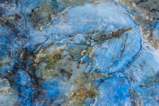 surface of natural blue dianite rock close-up