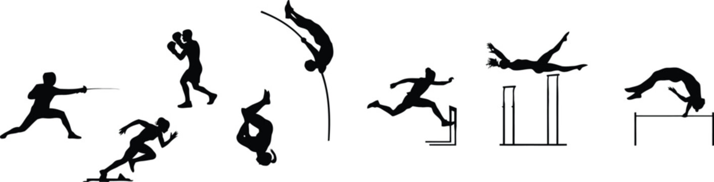 Here&rsquo;s a professional stock marketplace metadata draft for your uploaded multi-sport silhouette image: