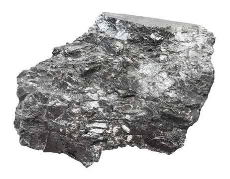 specimen of mineral from geological collection - raw anthraxolite shungite rock isolated on white background from Karelia