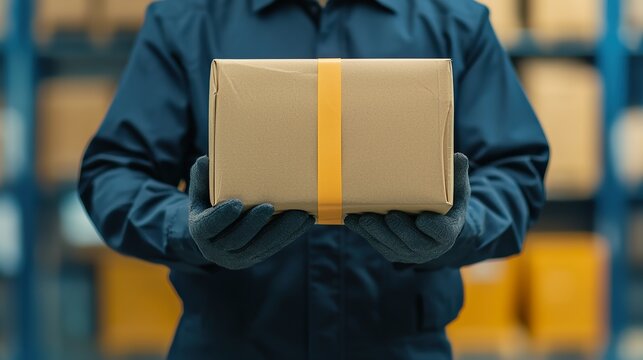 Close-up of a customs official inspecting a package,