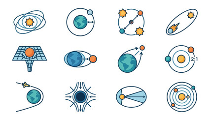 Creative Space Science Illustrations Showing Planetary Orbits Solar Systems Spacecraft and Astronomical Phenomena © Guling
