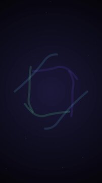 Abstract Neon Circles Floating in Dark Night Sky