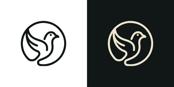 flying bird logo design template with linear concept style. vector illustration of hummingbird or colibri in outline