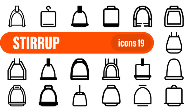 Equestrian Stirrup Riding Equipment Icon Set