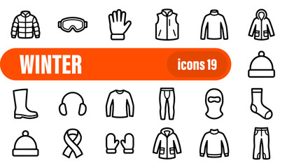 Winter Clothing and Apparel Icons Set © liubomir118809