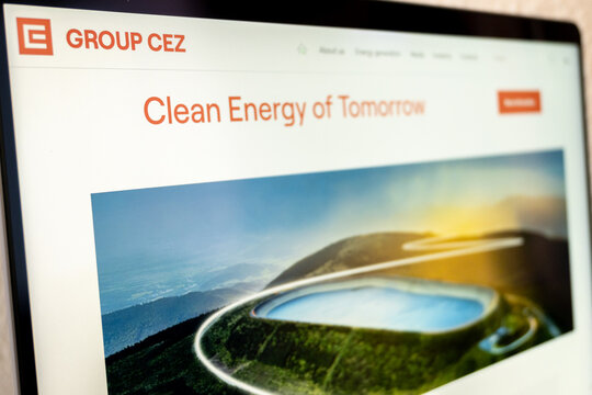 Mexico city, mexico, 04 22 2026, cez group website displaying clean energy information on laptop screen