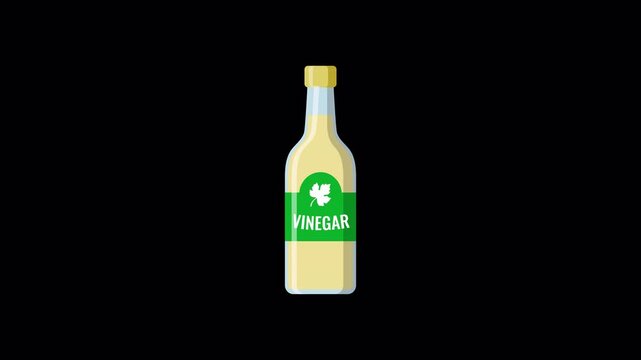 Animated jumping cartoon vinegar bottle loop with alpha channel