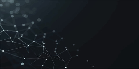 Abstract data network visualization with glowing interconnected points and lines on black technology connection abstract background communication structure geometric complexity information © RoyhanaFatema