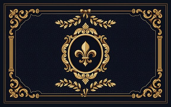 Elegant royal frame with fleurdelis symbol and gold ornaments
