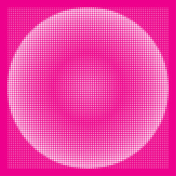 Large vector halftone, white circular gradient on a magenta background
