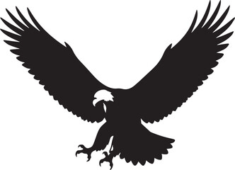 Fototapeta premium Bald Eagle Silhouette Black Bird Vector Isolated