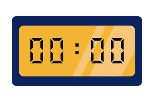 blue gold digital clock showing 00:00 on a white background