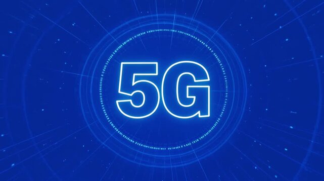 5 g network technology abstract background, with glowing digital, data circles and, connectivity lines