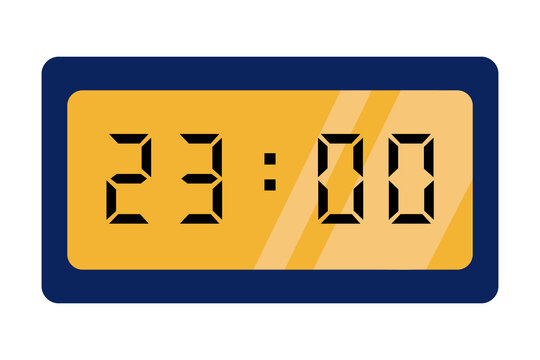 blue gold digital clock showing 23:00 on a white background