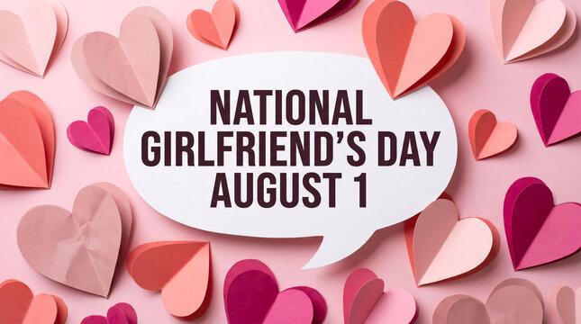 National girlfriend&rsquo;s day celebration with heart shapes background