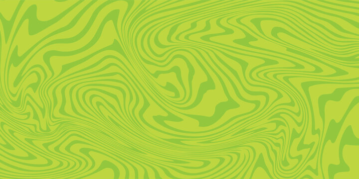 Abstract green background with hypnotic wavy lines pattern. Fresh and natural background