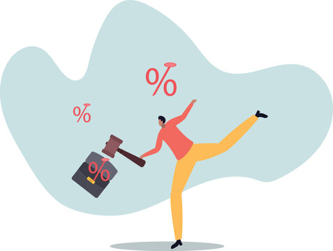 Federal Reserve low interest rate or central bank with long time zero percent interest rate until economic recover . human life and situation.vector illustration.
