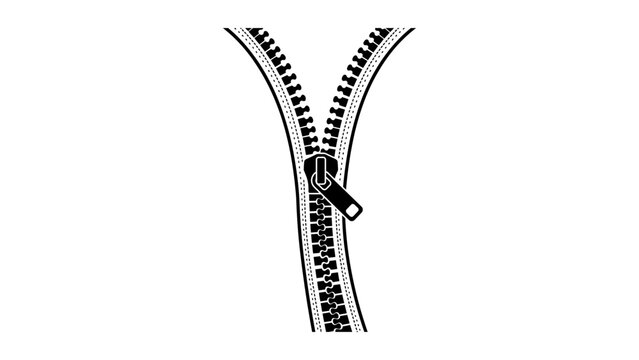 Open zipper vector icon with slider and teeth for sewing and fashion design