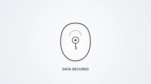 Digital Data Security Shield Icon Rotating in Virtual Space with Abstract Technology Background