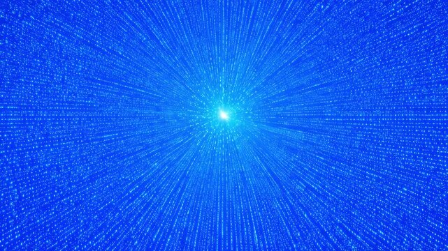 Abstract blue digital data stream tunnel: futuristic cyber network background animation