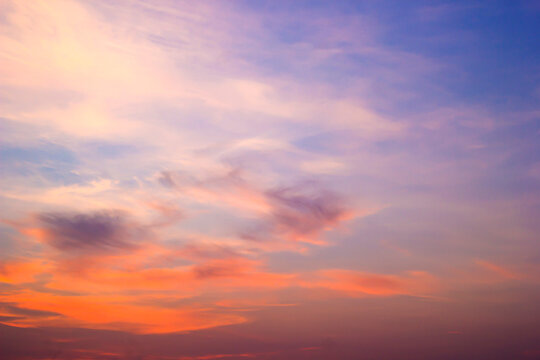 Colorful Sunset Sky with Orange and Purple Clouds