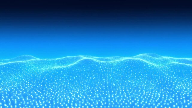 Abstract blue digital wave background, with glowing particles, and smooth motion