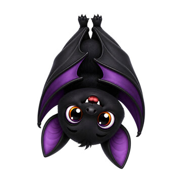 Cute Halloween Bat PNG with cute black bats, purple wings, candy, pumpkins, lanterns, moon elements, and spooky seasonal accessories.
