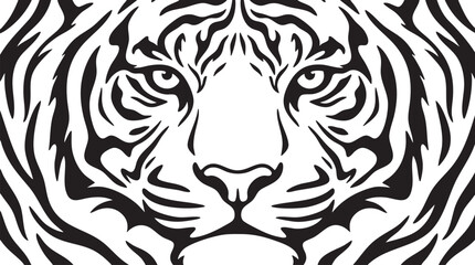 Black and white tiger face, striped animal portrait, wildlife illustration, vector graphic © হরি চাঁদের চাঁদ