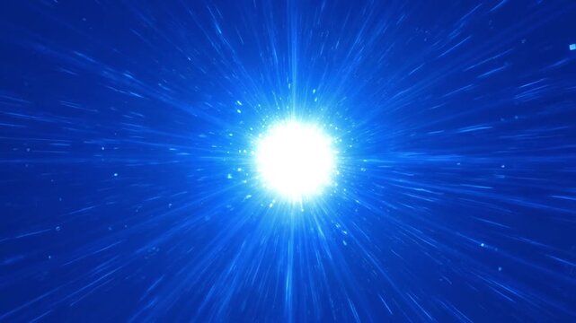 Blue abstract background, with glowing light, rays and particle, ring motion effect