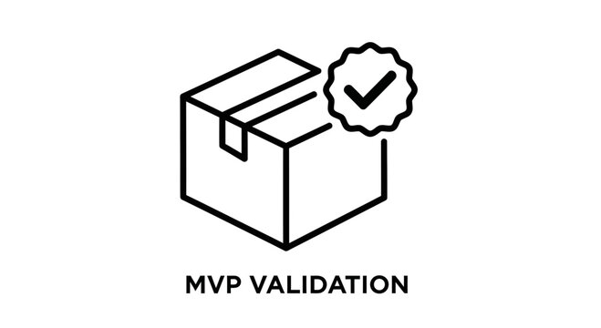 MVP Validation Icon: Box with Checkmark for Minimum Viable Product Success