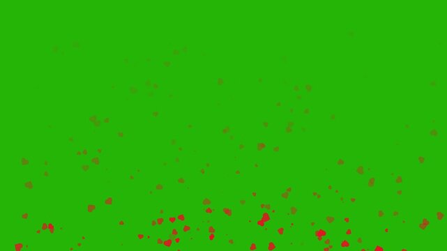 Live streaming hearts animation going upwards direction on green screen, Social media emojis hearts live streaming animation on chroma key, 4k resolution