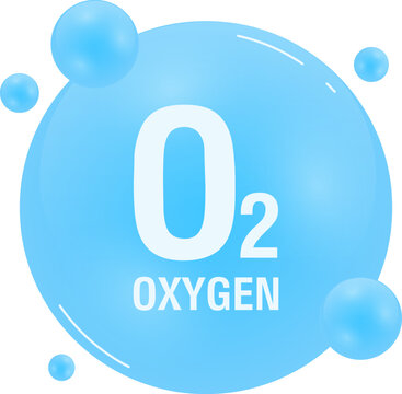 3D cartoon illustration of oxygen molecule depicting O2 chemical element bubble for science and medical design
