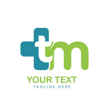 Medical Letter TM Monogram Logo Template Vector Icon With Healthcare Cross Design