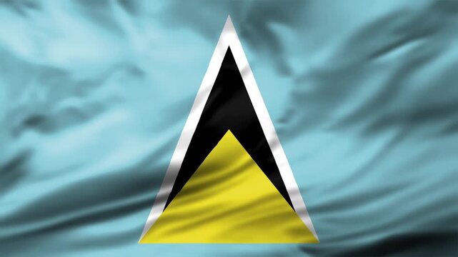 Saint Lucia Island National Symbol Fabric Close Up Waving Flag Animation Loop