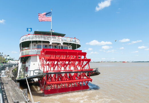 Natchez Boat Steamboat Jazz Cruise with People During the French Quarter Festival. New Orleans, Louisiana