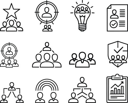 Business Icons Set Featuring People Collaboration Ideas And Strategy Vector Illustration