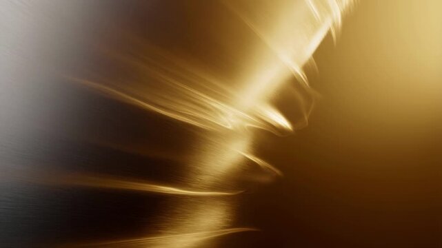 Abstract gold light waves flowing over dark metallic texture background for motion graphics